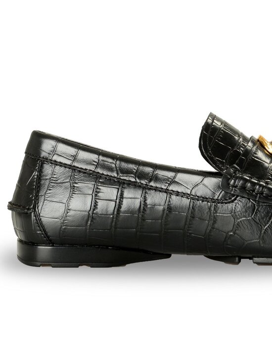 Versace Men\'s Black Leather Croc Print Medusa Driver Loafers Shoes US 8 IT 41 main image 9